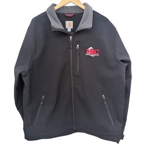 Carhartt Soft Shell Jacket Mens XL Black Full Zip Embroidered Workwear Coat